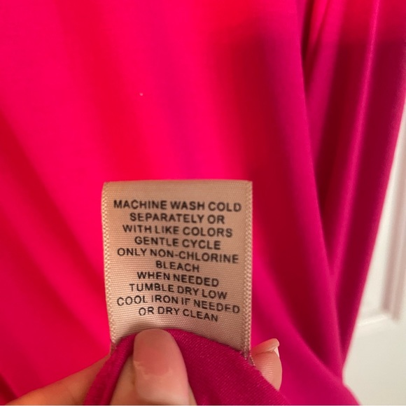 Philosophy Cashmere Scoop Neck Swing Dress Short sleeve casual Cerise Pink Small - Picture 7 of 7